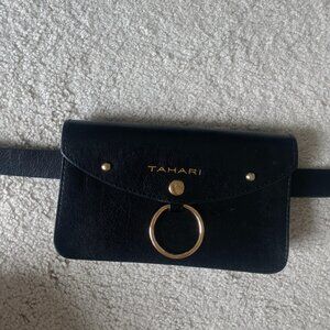 Tahari Crossbody Belt Bag Purse Black with Gold Hardware